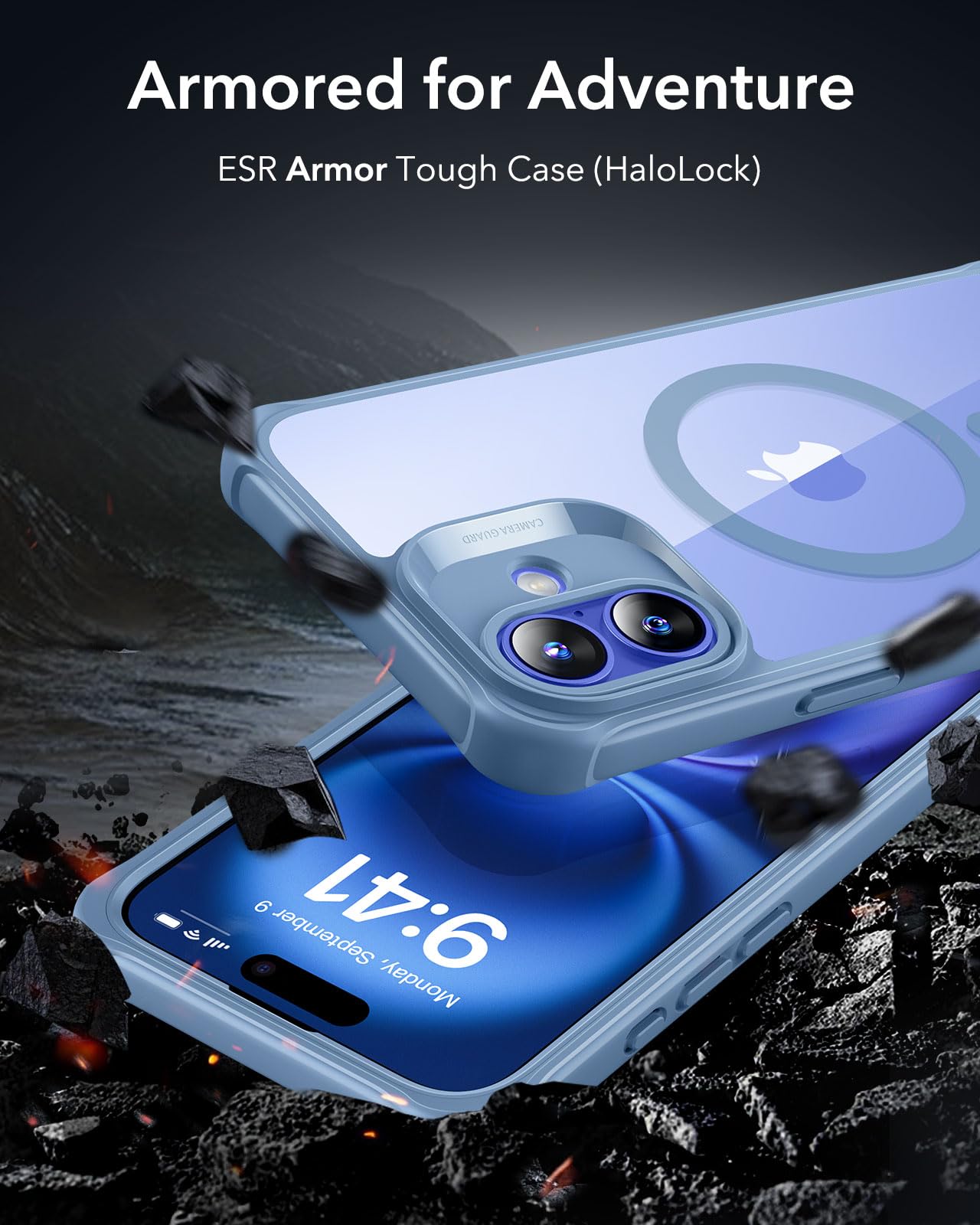 Foto 3 pulgar | Funda De Teléfono Esr Para Iphone 16 Con Vidrio Templado Azul Transparente - Venta Internacional.