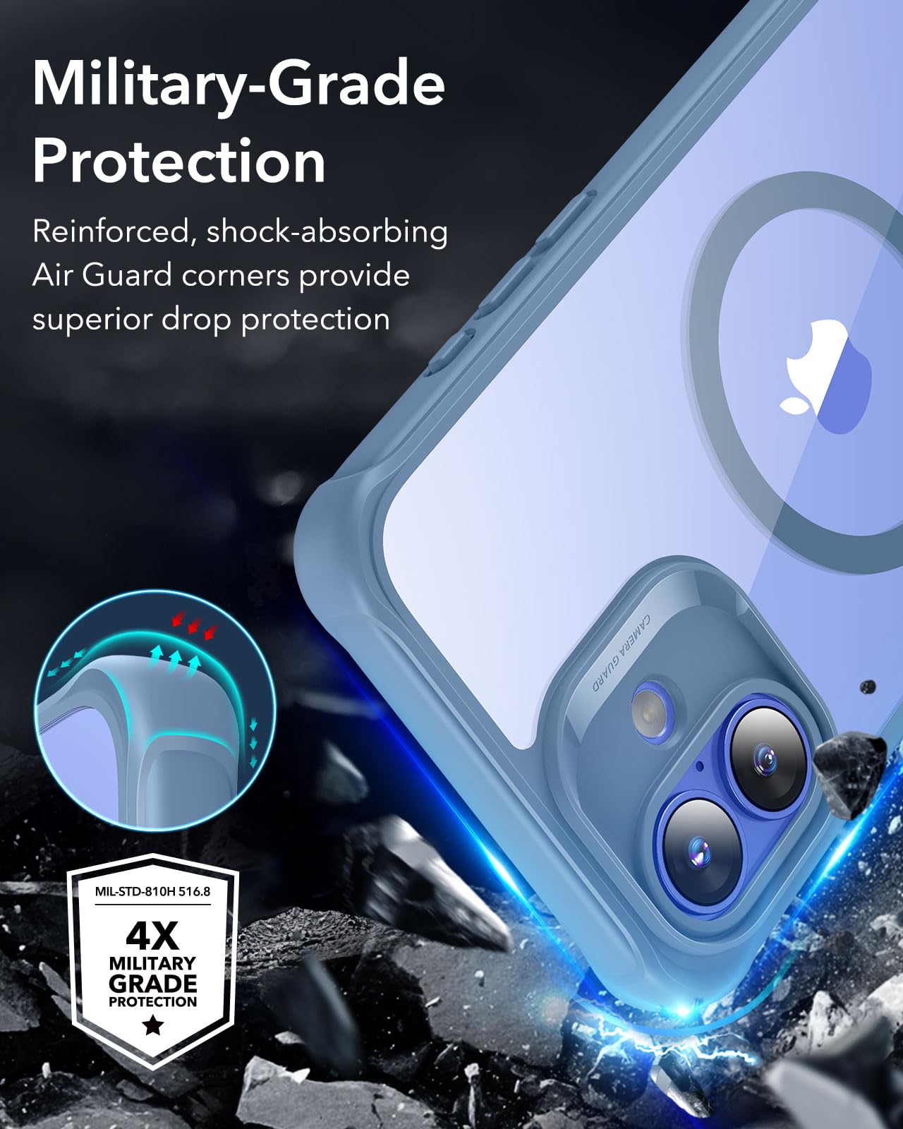 Foto 5 pulgar | Funda De Teléfono Esr Para Iphone 16 Con Vidrio Templado Azul Transparente - Venta Internacional.