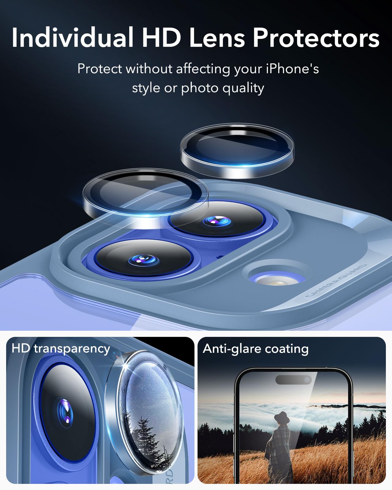 Foto 8 pulgar | Funda De Teléfono Esr Para Iphone 16 Con Vidrio Templado Azul Transparente - Venta Internacional.