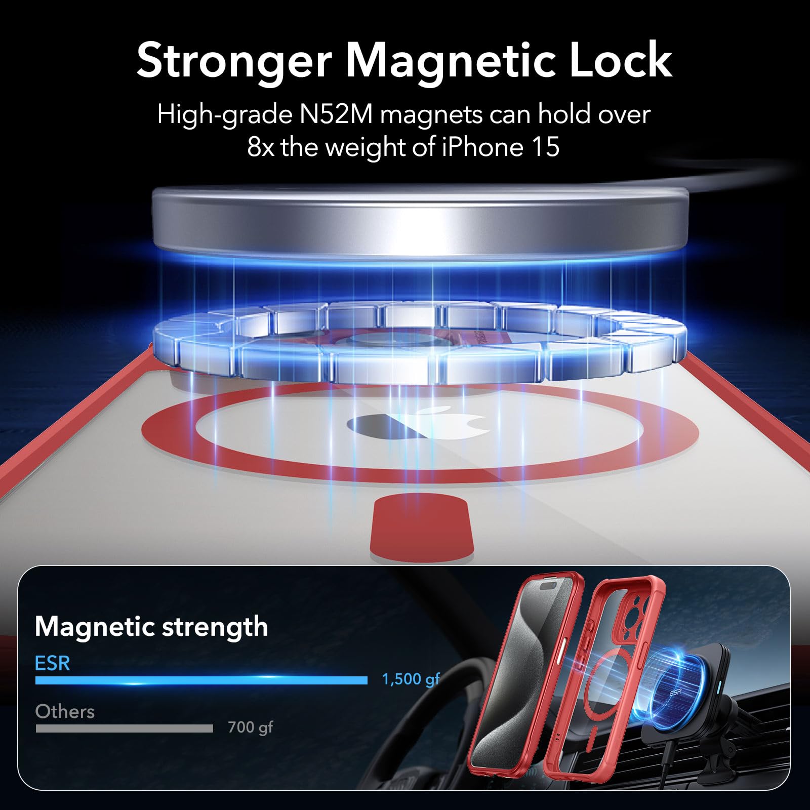Foto 6 pulgar | Funda De Teléfono Esr Para Iphone 15 Pro Con Vidrio Templado Rojo Transparente - Venta Internacional.