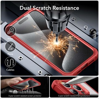 Foto 7 | Funda De Teléfono Esr Para Iphone 15 Pro Con Vidrio Templado Rojo Transparente - Venta Internacional.