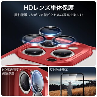 Foto 3 | Funda De Teléfono Esr Para Iphone 15 Pro Max Con Vidrio Templado Rojo - Venta Internacional.