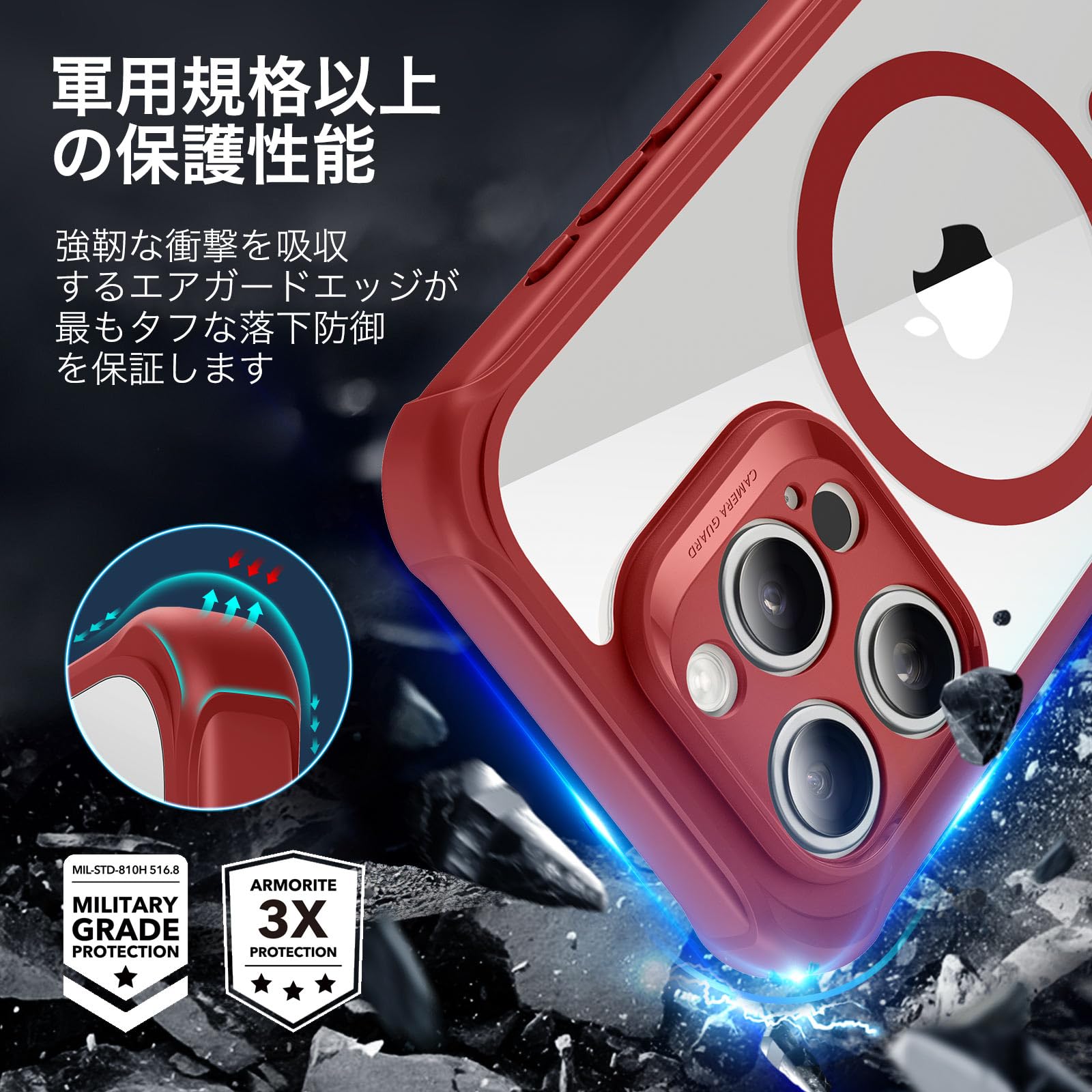 Foto 8 pulgar | Funda De Teléfono Esr Para Iphone 15 Pro Max Con Vidrio Templado Rojo - Venta Internacional.