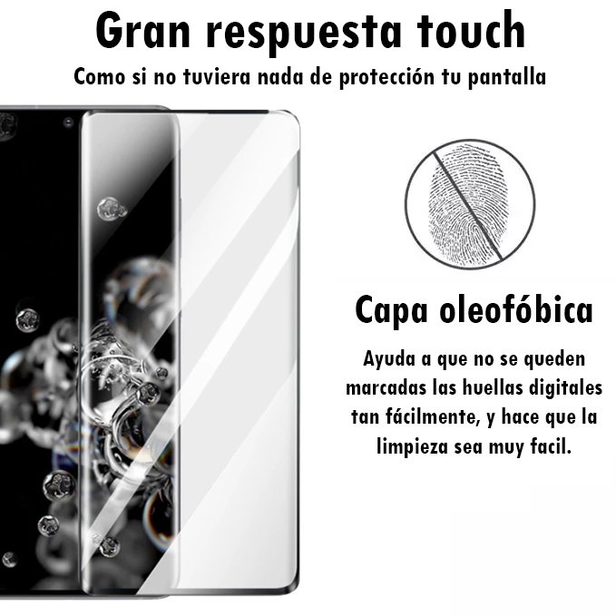 Foto 3 pulgar | Mica De Cristal Templado Pantalla Curva Para Samsung S20 Ultra