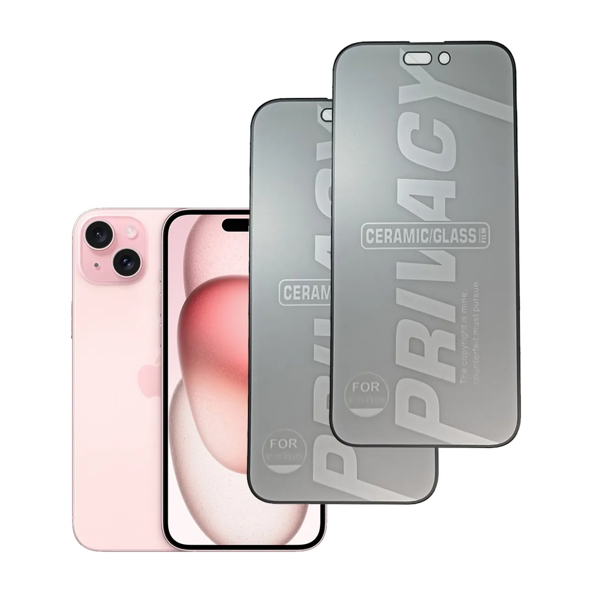 Foto 2 pulgar | Kit De 2 Micas De Cerámica Mate Privacidad Para Iphone 15 Plus