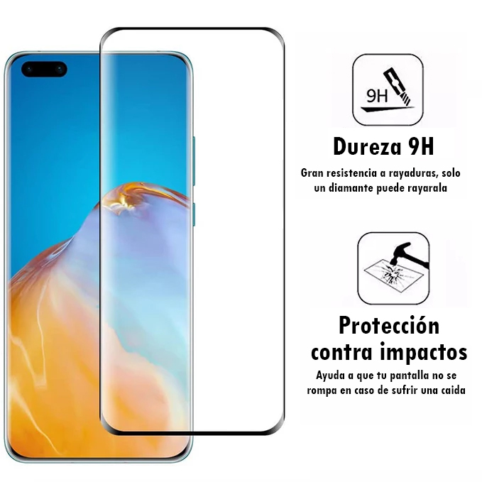 Foto 5 pulgar | Mica De Cristal Templado Pantalla Curva Para Huawei P40 Pro