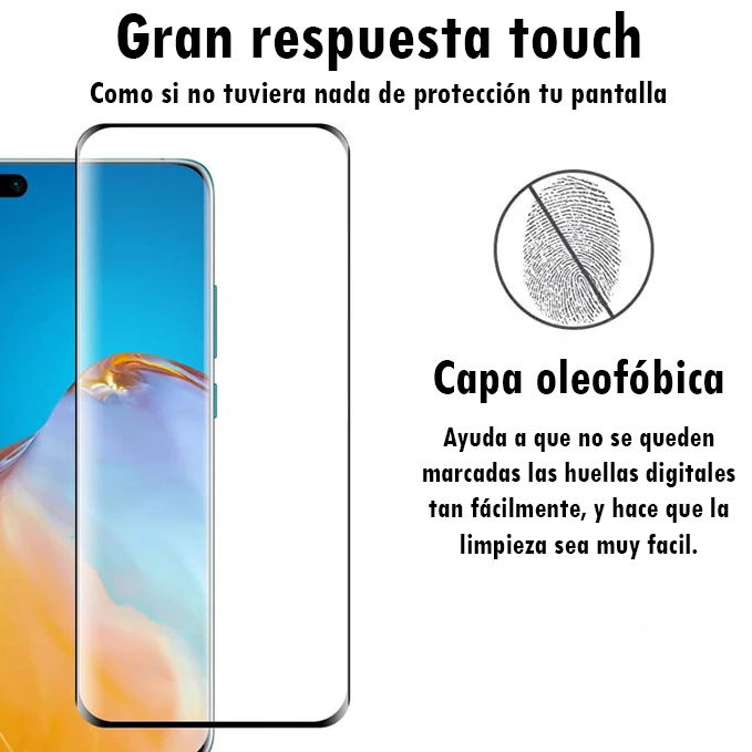 Foto 6 pulgar | Mica De Cristal Templado Pantalla Curva Para Huawei P40 Pro