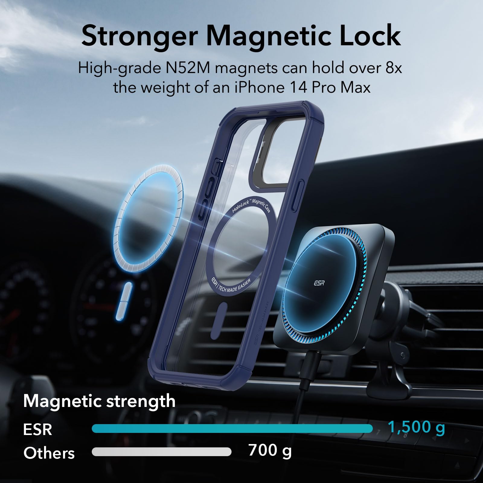 Foto 7 pulgar | Funda Magnética Esr Para Iphone 13 Pro Max Con Soporte Azul - Venta Internacional.