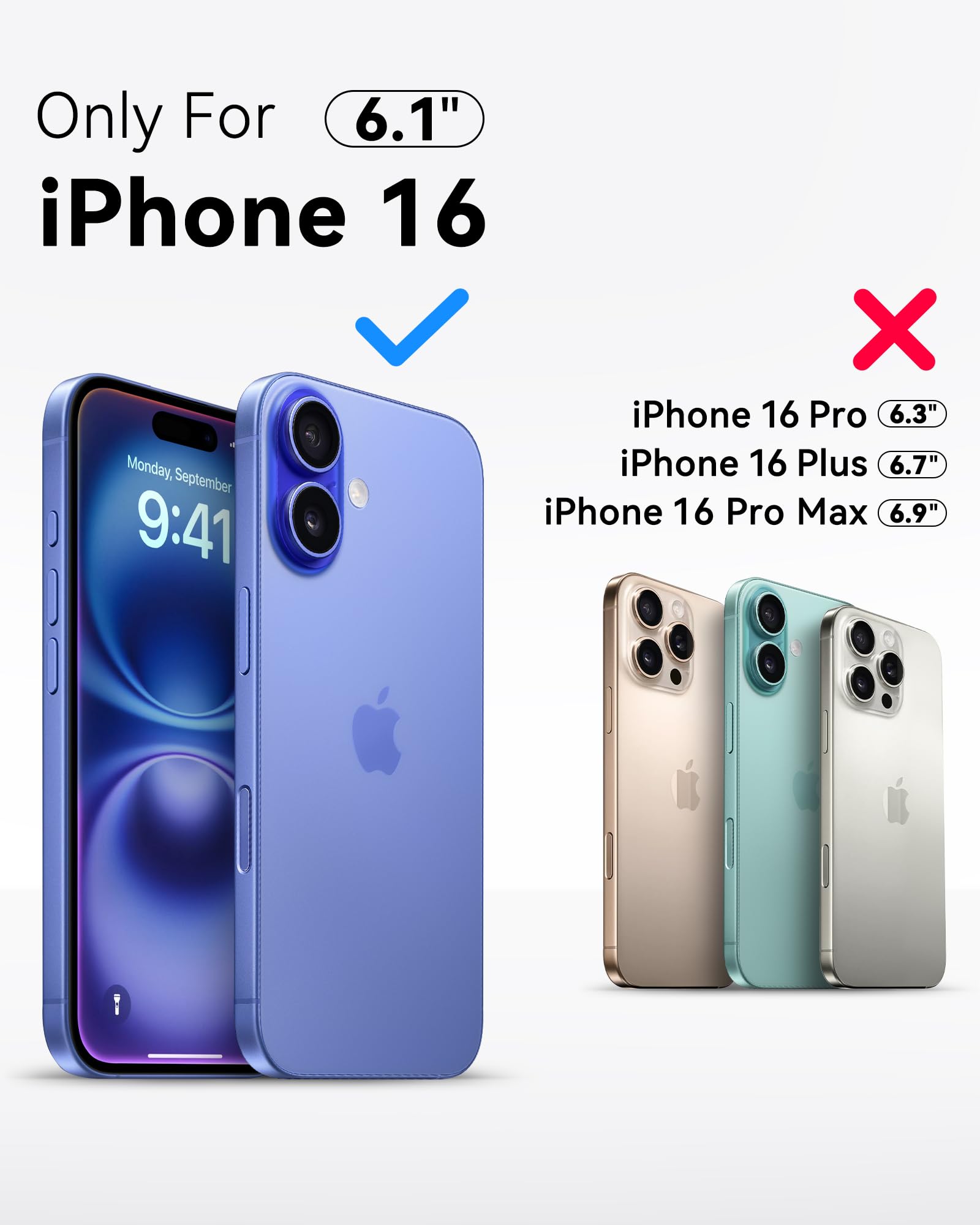 Foto 3 pulgar | Funda De Teléfono Mkeke Para Iphone 16 Slim Clear Con Protector Negro - Venta Internacional.