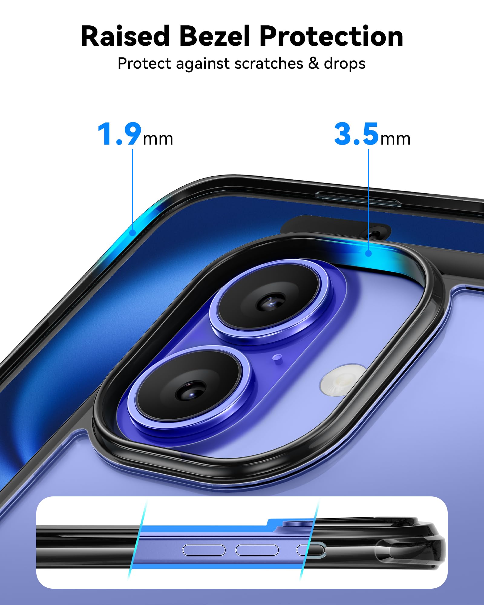Foto 5 pulgar | Funda De Teléfono Mkeke Para Iphone 16 Slim Clear Con Protector Negro - Venta Internacional.