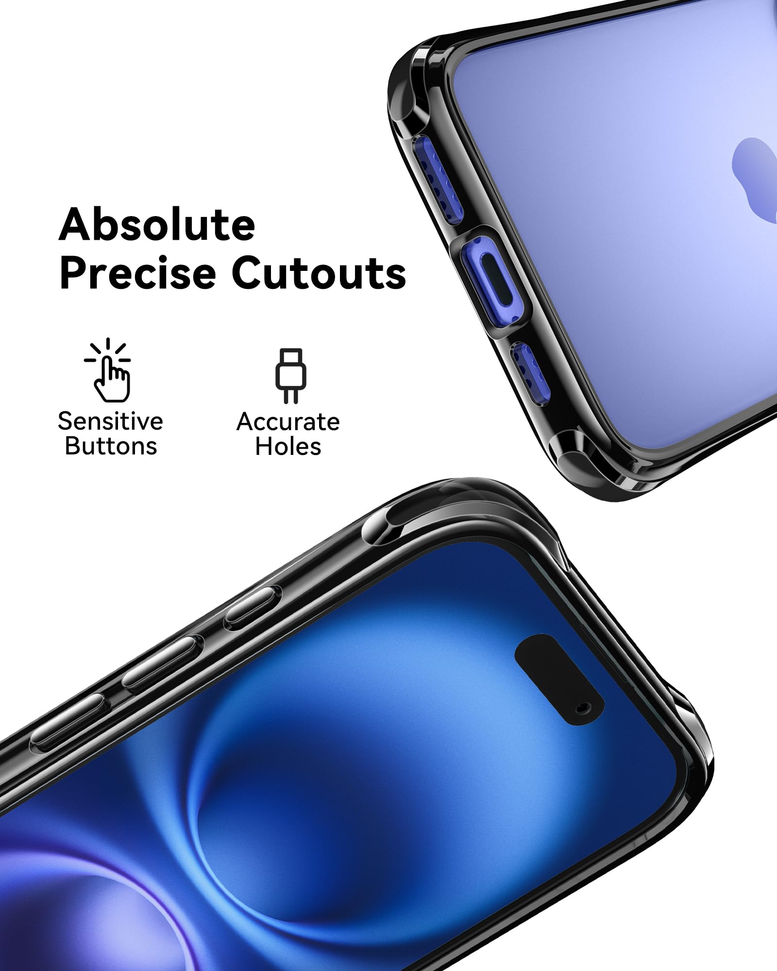 Foto 6 pulgar | Funda De Teléfono Mkeke Para Iphone 16 Slim Clear Con Protector Negro - Venta Internacional.