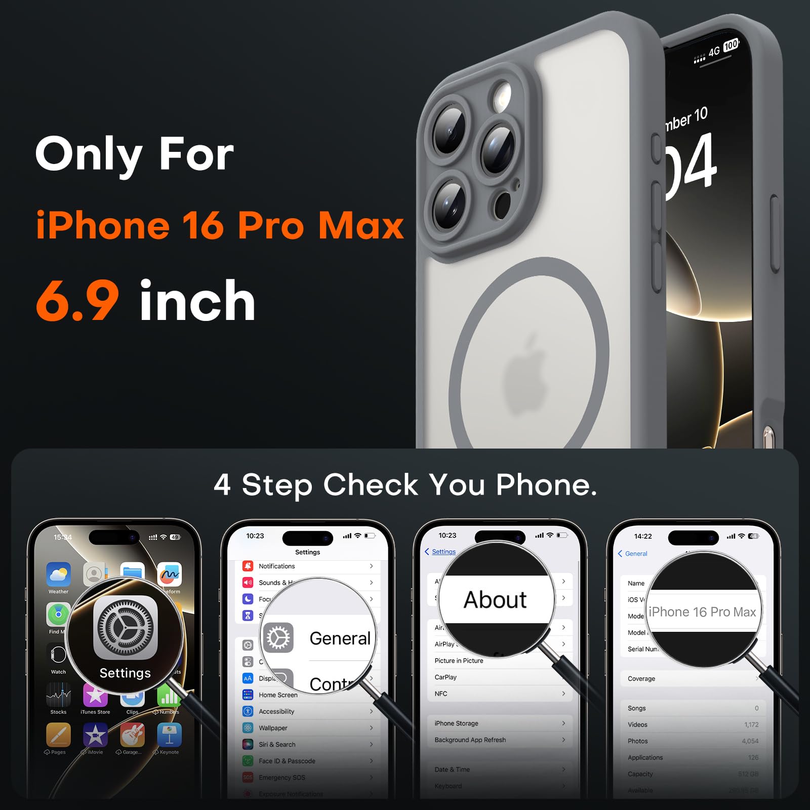 Foto 3 pulgar | Funda De Teléfono Tocol 3 En 1 Para Iphone 16 Pro Max 6.9'' (gris) - Venta Internacional.