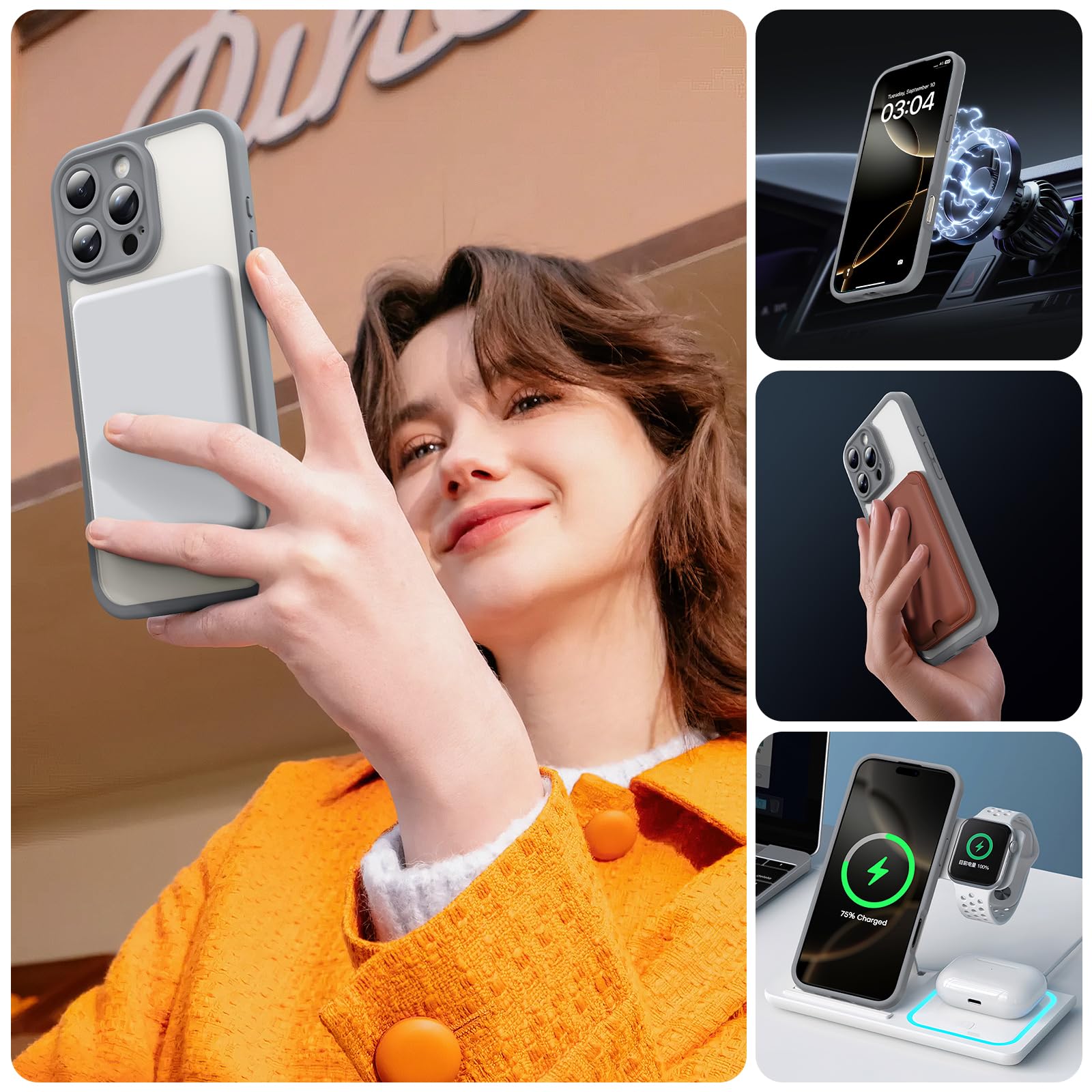 Foto 6 | Funda De Teléfono Tocol 3 En 1 Para Iphone 16 Pro Max 6.9'' (gris) - Venta Internacional.