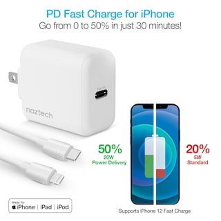 Foto 3 | Cargador De Pared Naztech Pd Más Cable Lightning A Usb-c