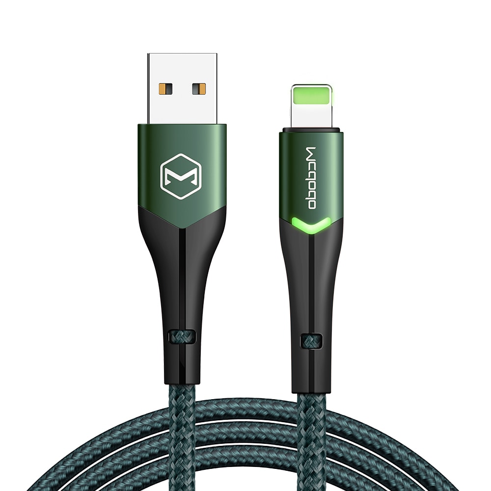 Cable Lightning Con Led Carga Rápida Y Transmisión De Datos 1.2m Verde $218