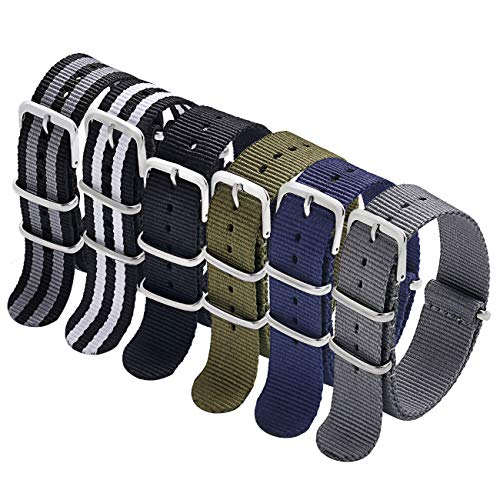 Venta Internacional - Correa De Nylon Militar 6 Paquetes De 22 Mm Reloj Reloj Corres De Reloj Para Hombres (rayas