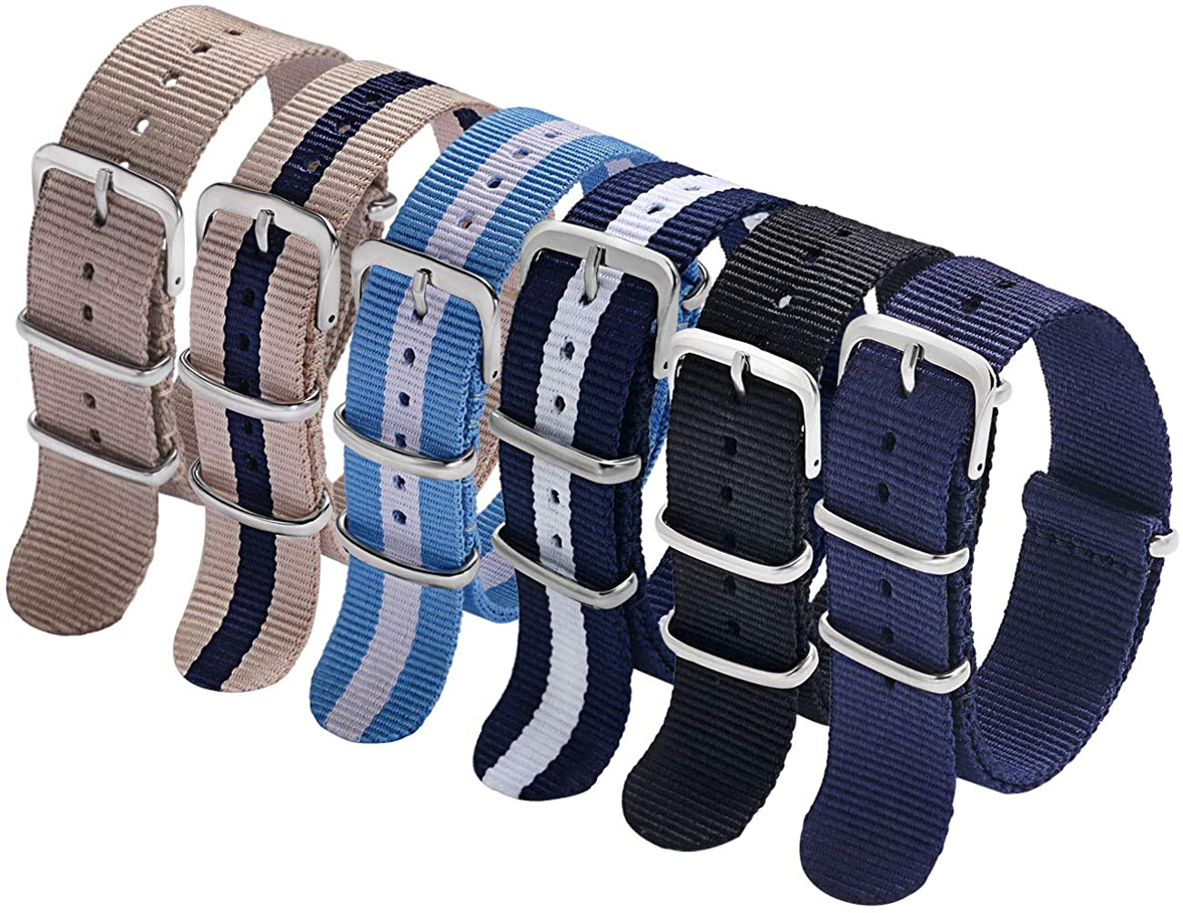 Venta Internacional - Carty Military Nylon Strap 6 Packs 18 Mm 20 Mm 22 Mm Reloj Correos De Reloj De Reemplazo De