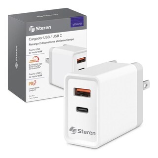 Foto 2 | Cargador Steren ELI-760 color Blanco de 36 W USB Quick Charge y USB C Power Delivery