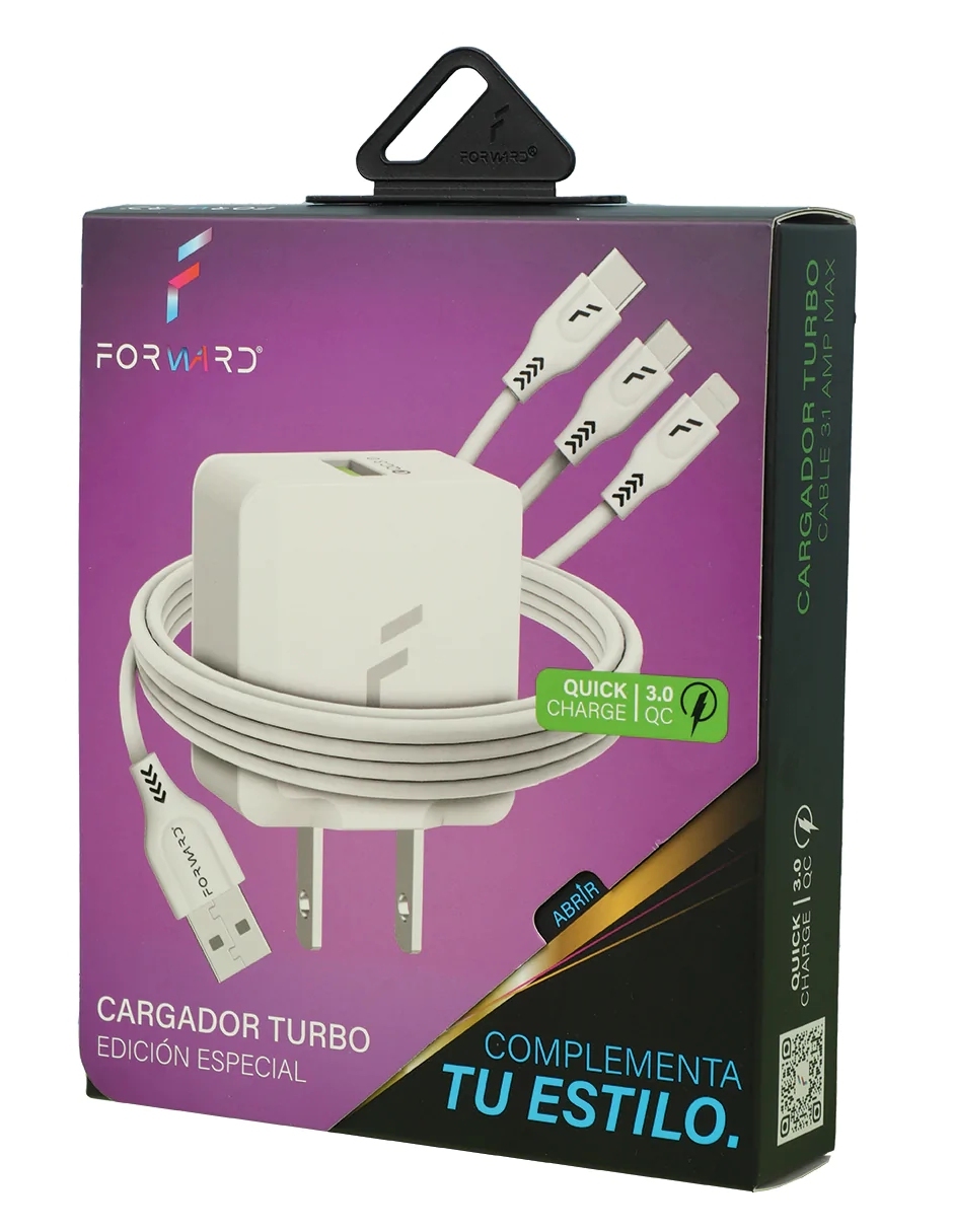 Foto 2 pulgar | Cargador Forward FW-QC3LMTCW-WHT-134 color Blanco