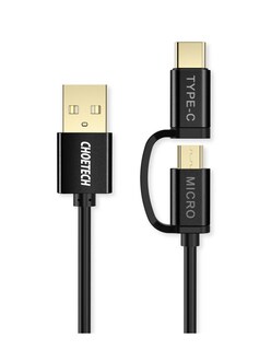 Foto 1 | Cable Choetech 2 en 1 Usb A Usb-c/micro Negro 1.2 m