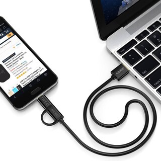 Foto 4 | Cable Choetech 2 en 1 Usb A Usb-c/micro Negro 1.2 m