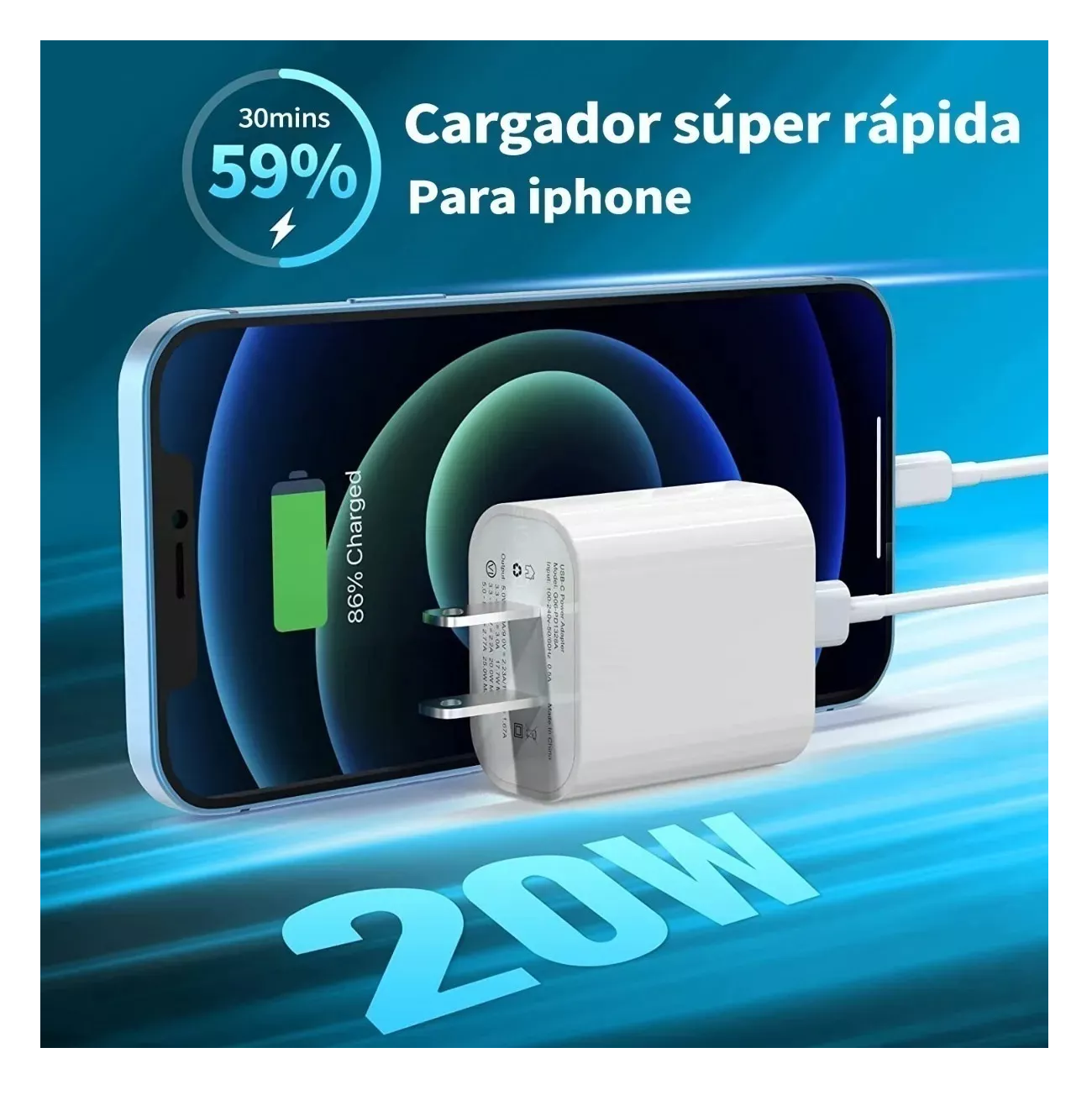 Foto 4 pulgar | Cargador Carga Rápida 3.0 Belug para iPhone 14 8 20w 2 Piezas color Blanco