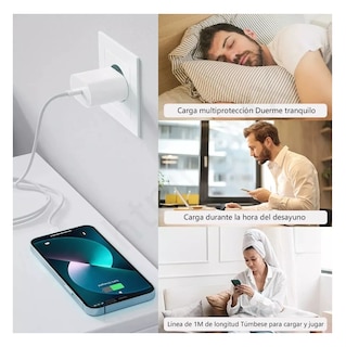 Foto 4 | Cargador Carga Rápida 3.0 Belug para iPhone 14 8 20w 2 Piezas color Blanco