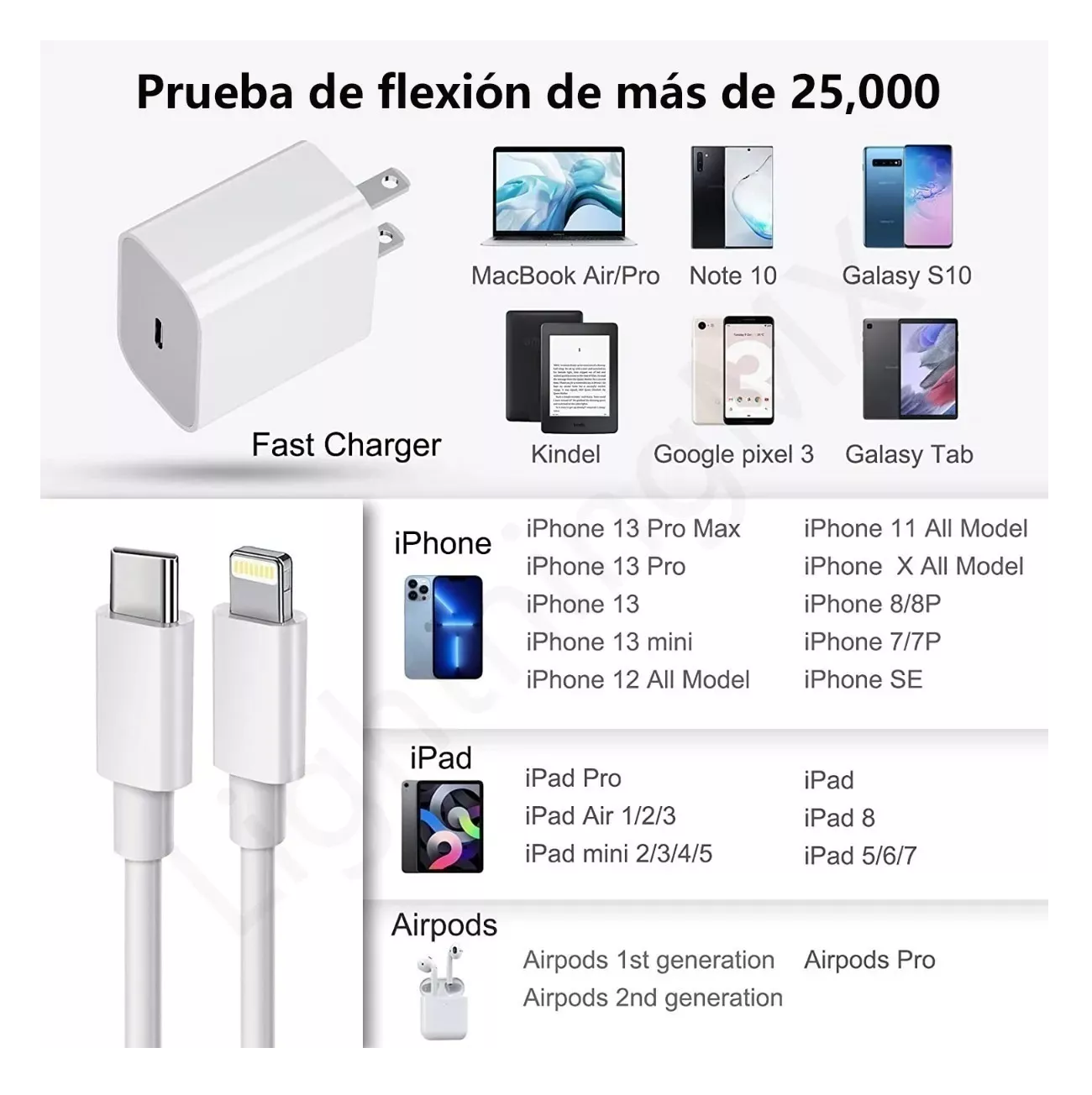 Foto 5 | Cargador Carga Rápida 3.0 Belug para iPhone 14 8 20w 2 Piezas color Blanco