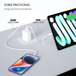 Foto 3 | Cargador de Red Eléctrica con Entrada Dual Tipo C Y Usb P Life Connekt Carga Eficiente y Versátil