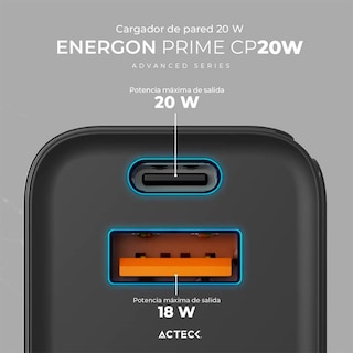Foto 3 | Turbo Cargador Acteck AC-935555 Energon Prime USB-C y USB-A color Negro