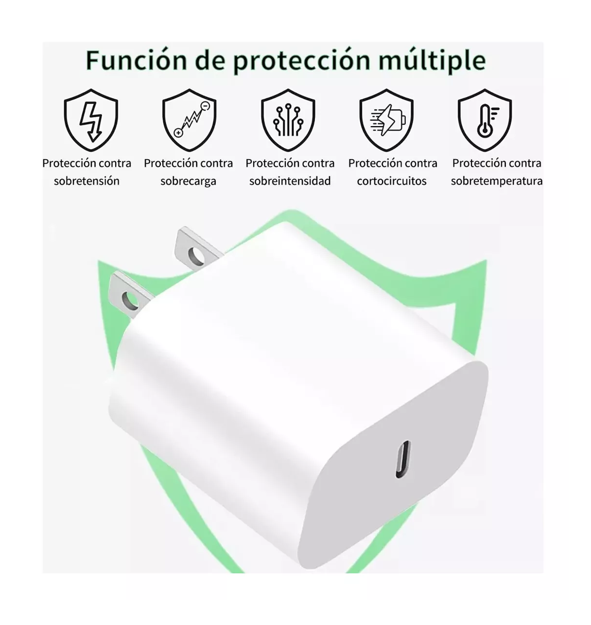 Foto 4 pulgar | Cargador Tipo C 20W Compatible con iPhone 11 y 12 Carga Rápida Blanco