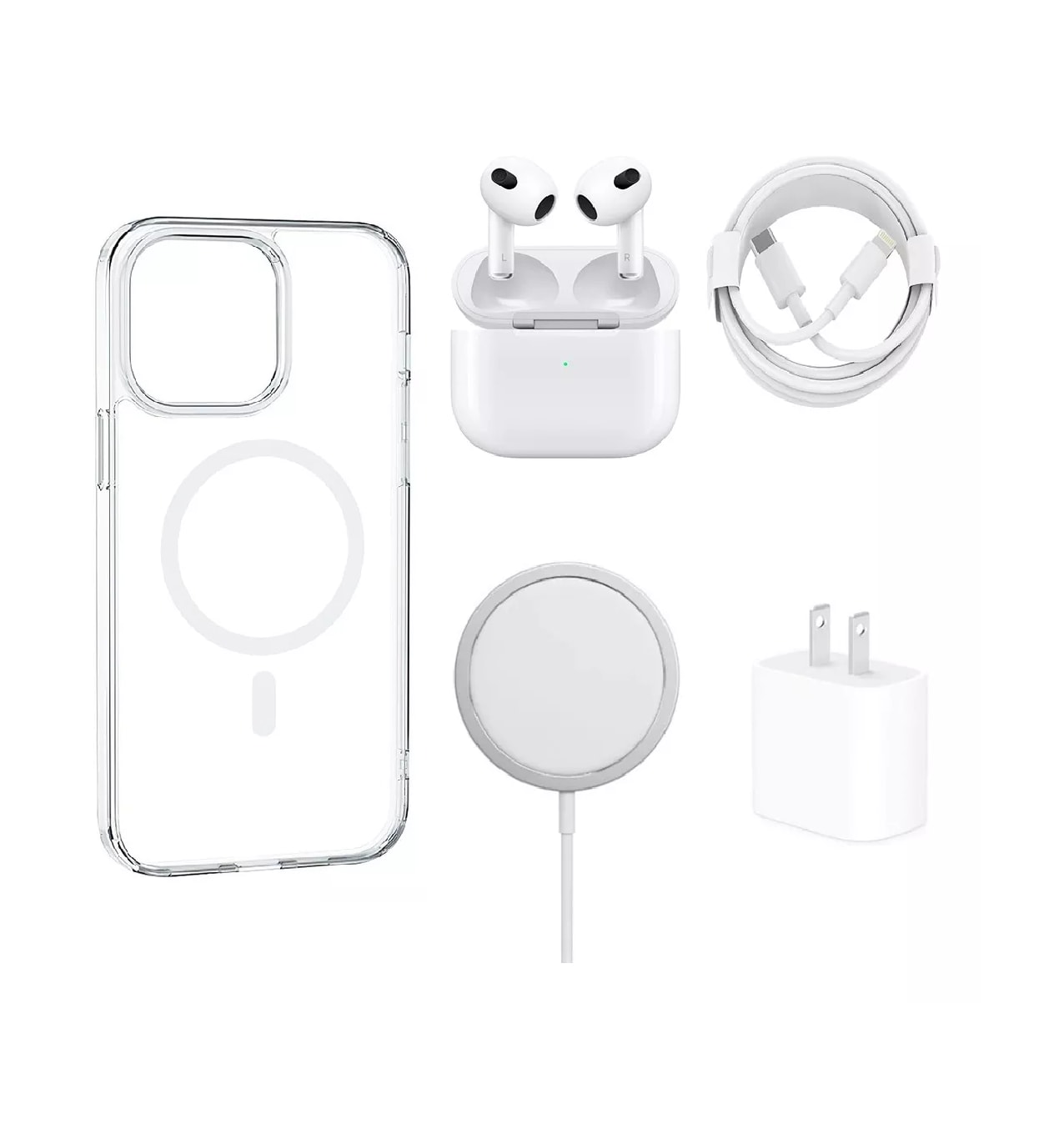 5kit Cargador Inalámbrico Magsafe 20w Para Iphone+audifono Iphone 12 $1,359