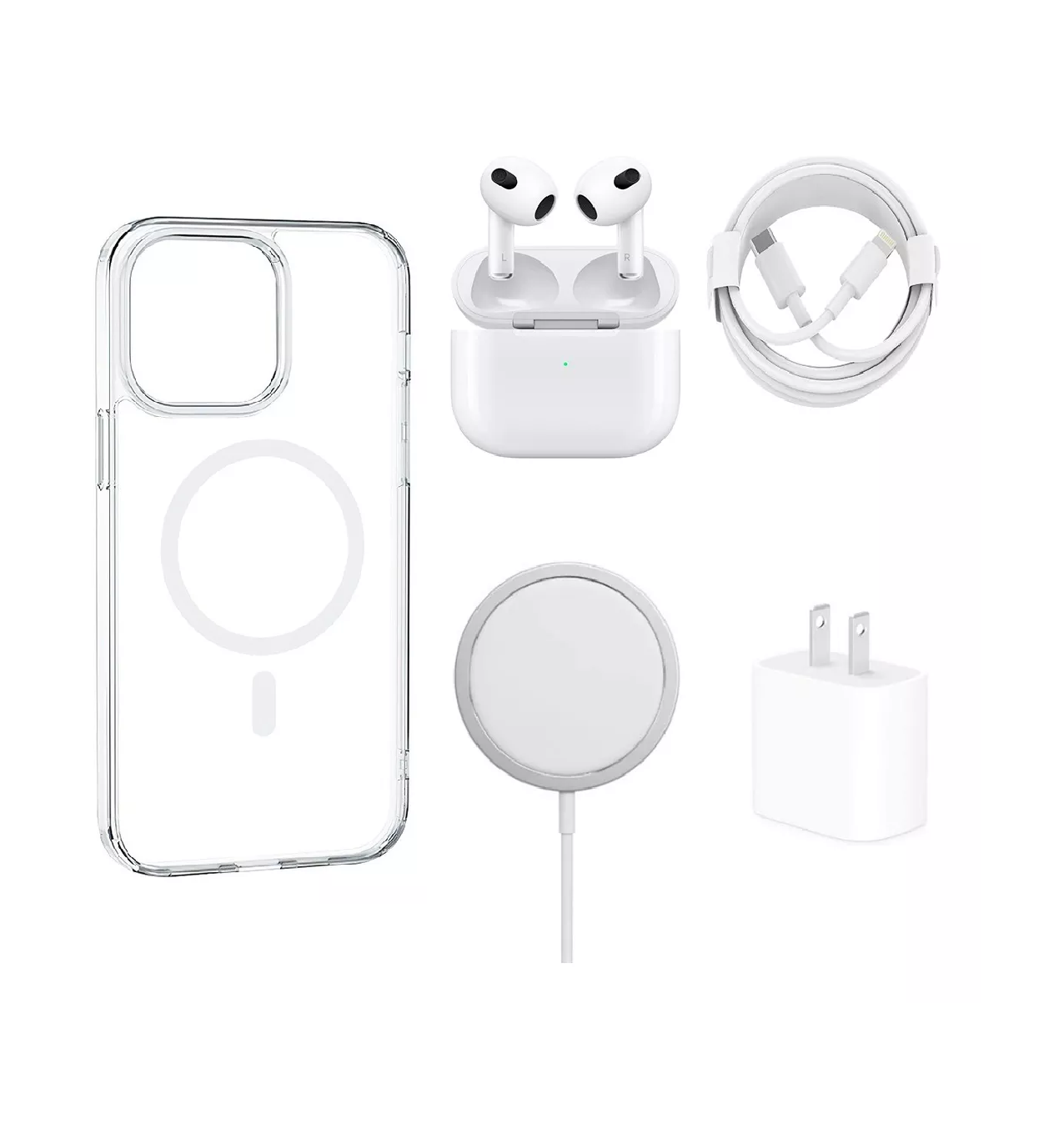 Foto 2 pulgar | 5kit Cargador Inalámbrico Magsafe 20w Para Iphone+audifono Iphone 12