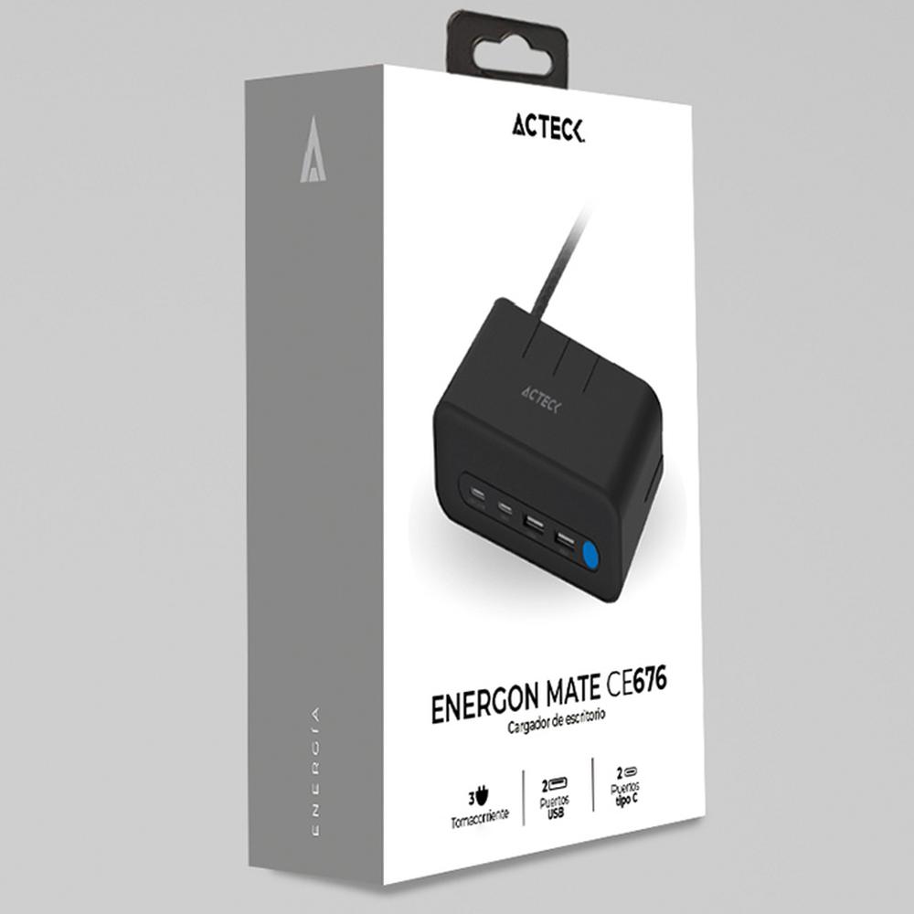 Foto 7 pulgar | Cargador de Escritorio Acteck Energon Mate Ce676 3 Conectores + 2 Usb + Usb-c  Ac-936521 Blanco