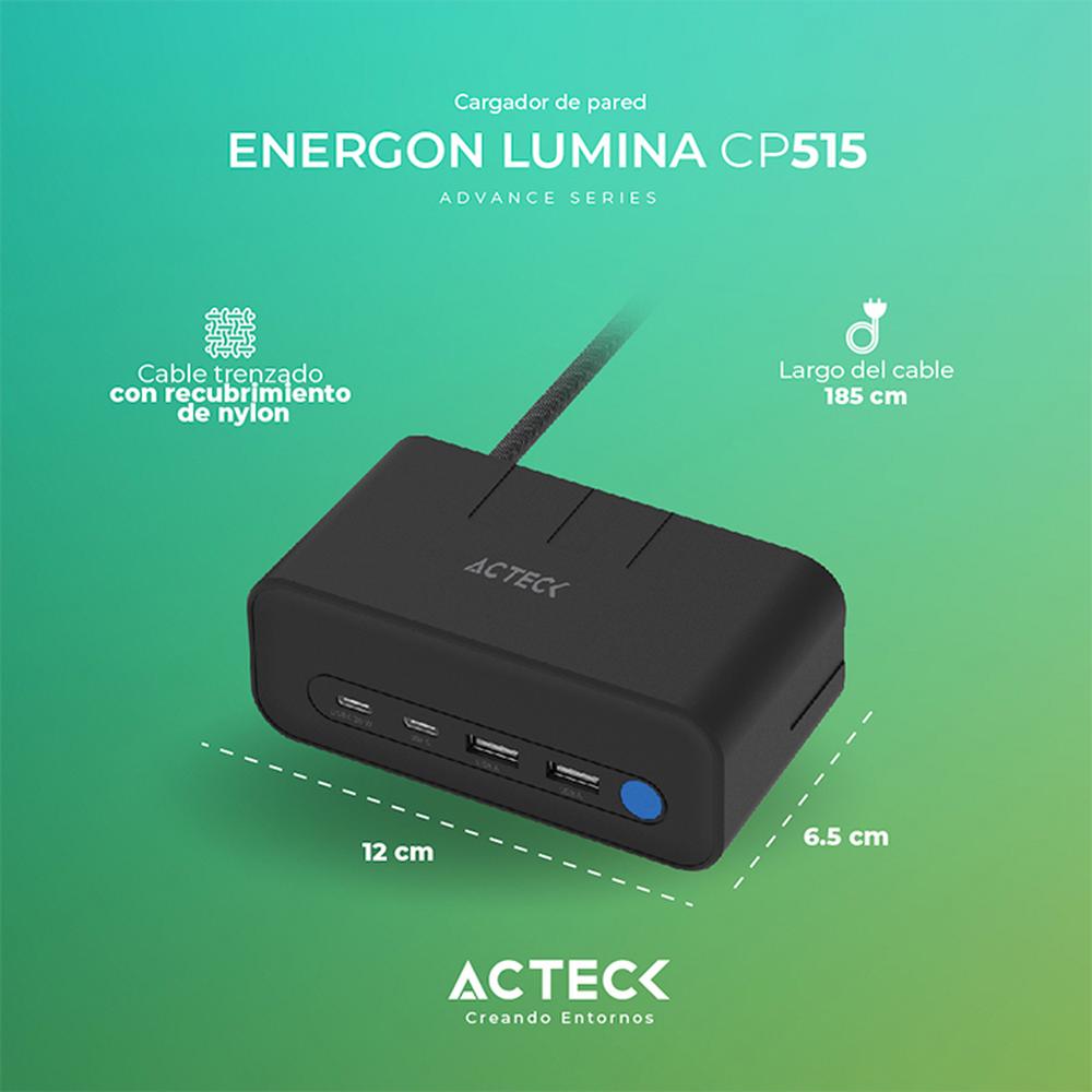 Foto 6 pulgar | Cargador de Escritorio Acteck Energon Mate Ce676 3 Conectores + 2 Usb + Usb-c Ac-936514 Negro