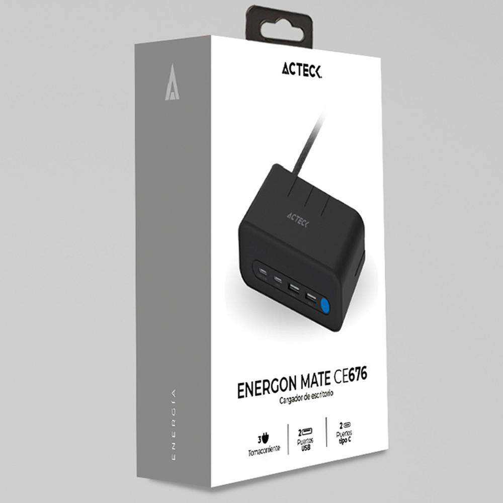 Foto 7 pulgar | Cargador de Escritorio Acteck Energon Mate Ce676 3 Conectores + 2 Usb + Usb-c Ac-936514 Negro