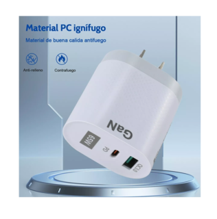 Foto 5 | Cargador Carga Rápida 2 Usb 65 W GaN con Cable Tipo C Gris