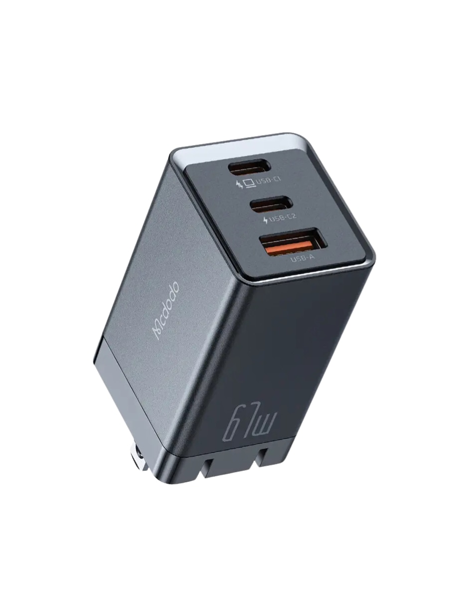 Cargador Rápido 3 Ranuras Mcdodo Gan 67w Pro Negro $609