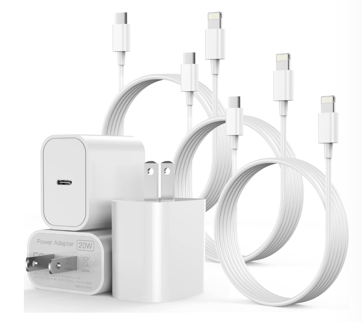 Cargador De IPhone De Carga Rápida –Certificado Apple Mfi Paquete De 3 Adaptadores De Bloque De Carga De Pared P