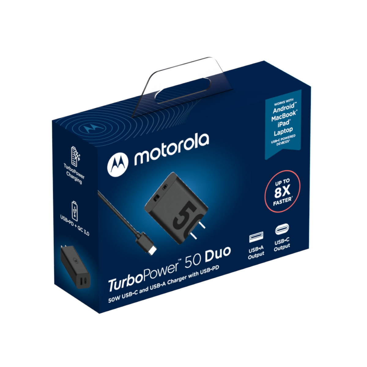 Foto 5 pulgar | Cargador Motorola 50w Salida Duo Usb-a Y Usb-c Rápido Pd