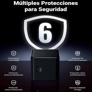 Foto 5 | Cargador Usb C 25w Universal Pd 3.0 De Pared Con Cable Usb C 2m Carga Rápida Compatible Con Android Y Iphone Color Negr
