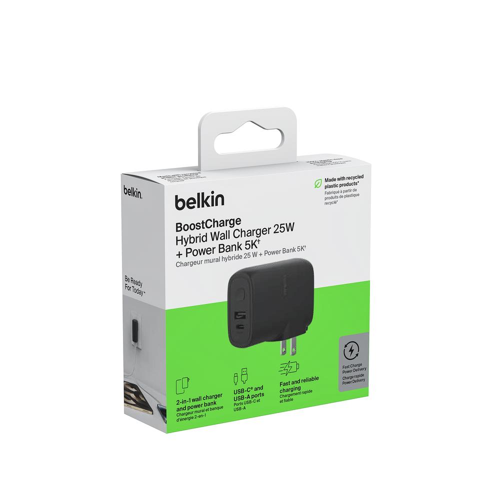 Foto 9 pulgar | Cargador De Pared De 25w Con Entrada Usb A Y Entrada Usb C Más Batería De 5k Negro