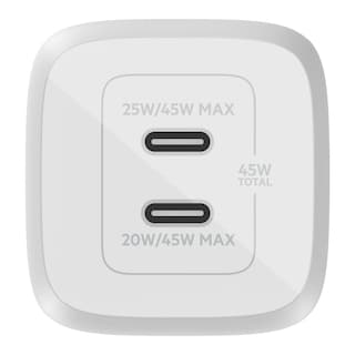 Foto 3 | Cargador de pared USB-C dual de 45W Blanco con Tecnología GaN y USB-C PD 3.0