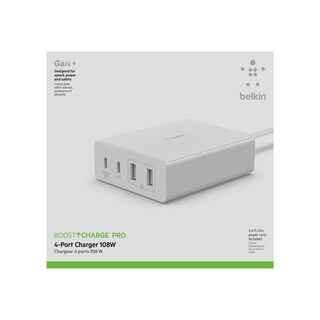 Foto 7 | Cargador De Pared De 4 Puertos Con 2 Entradas Usb C Y 2 Entradas Usb A De 108w Blanco