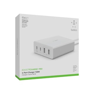 Foto 8 | Cargador De Pared De 4 Puertos Con 2 Entradas Usb C Y 2 Entradas Usb A De 108w Blanco