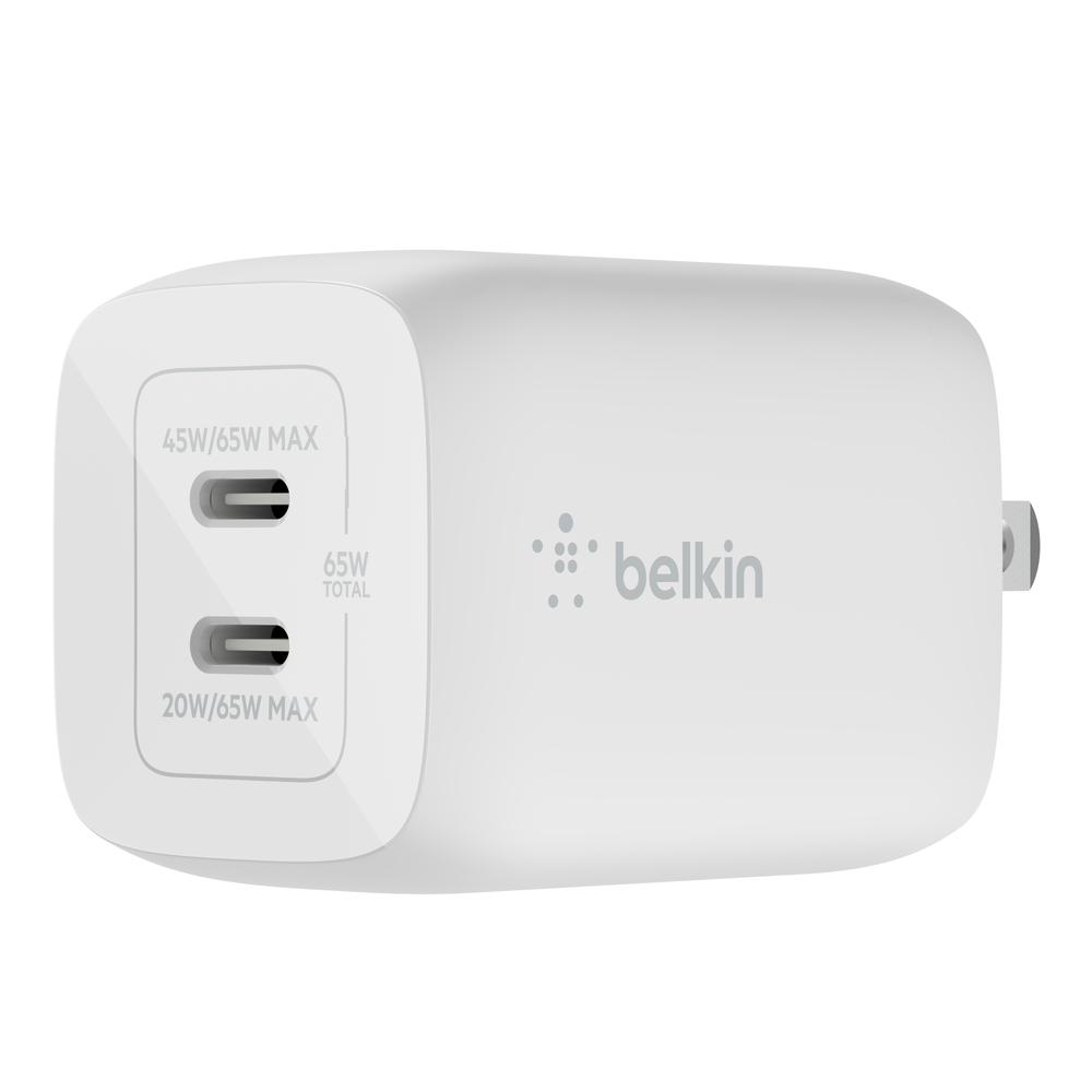 Cargador De Pared Doble Usb C De 65w Blanco Gan