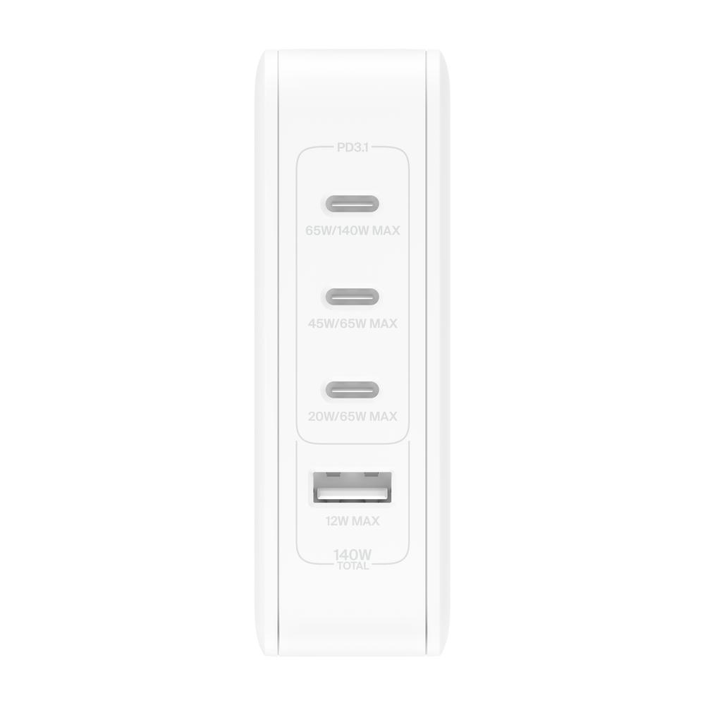 Foto 4 pulgar | Cargador De Pared De 4 Puertos Con 3 Entradas Usb C Y 1 Entrada Usb A De 140w Blanco