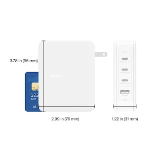 Foto 5 | Cargador De Pared De 4 Puertos Con 3 Entradas Usb C Y 1 Entrada Usb A De 140w Blanco