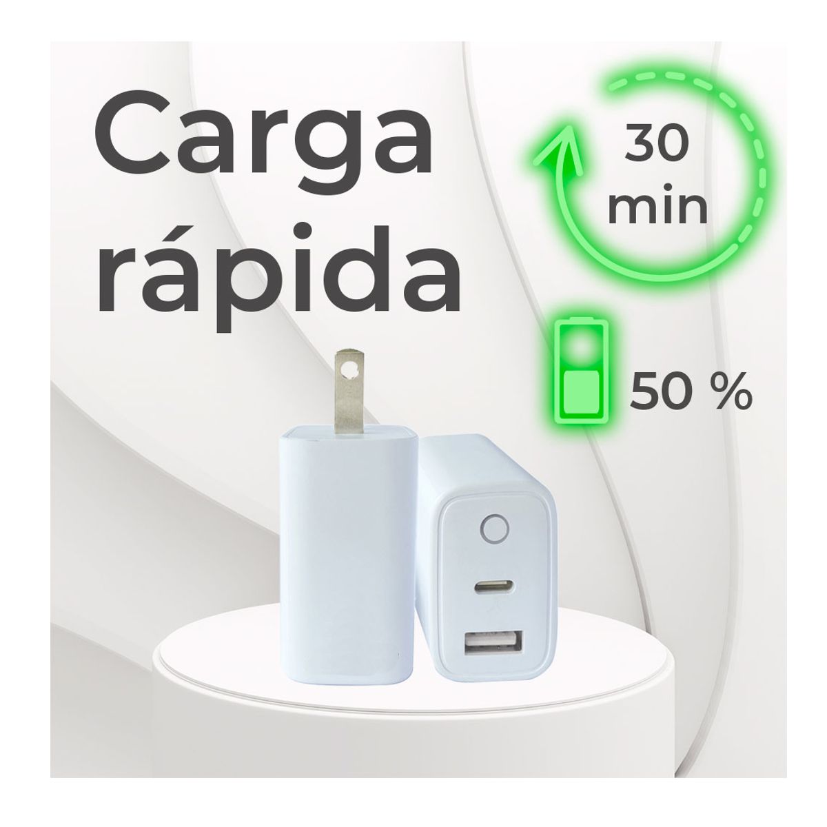 Foto 4 pulgar | Combo Cargador Usb 2 En 1 Tipo C 20w Tipo A Carga Rápida Cable 1mt