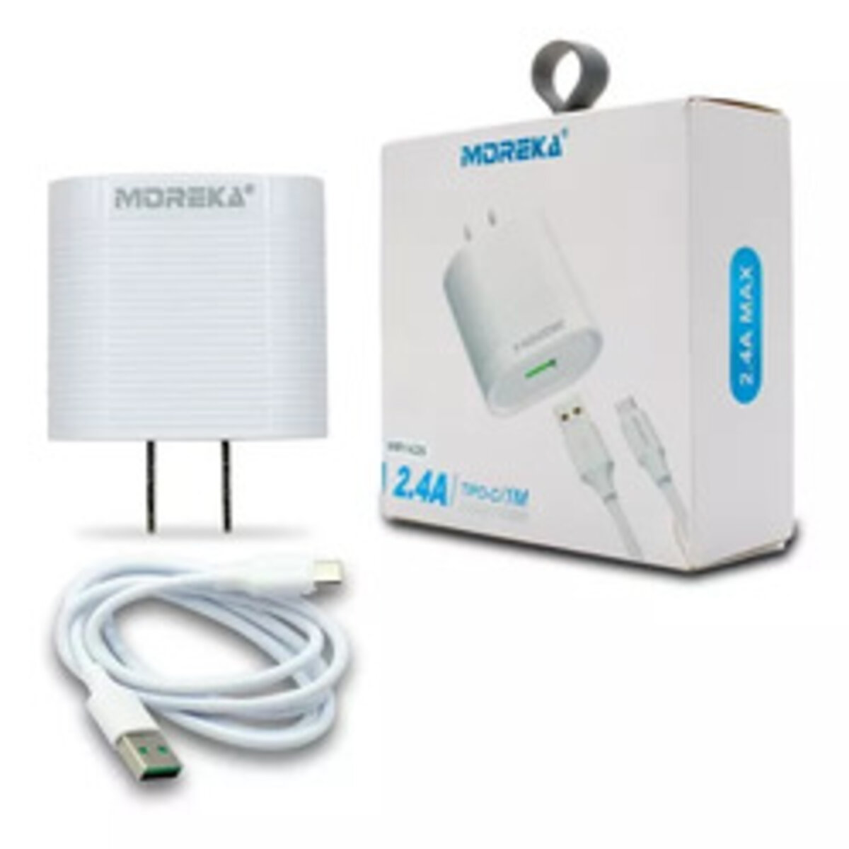 Cargador Tipo C Moreka 2.4a Usb Mr-1426 Blanco